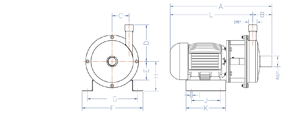 Plano técnico Serie Q - 2P - 60 a 300 HP